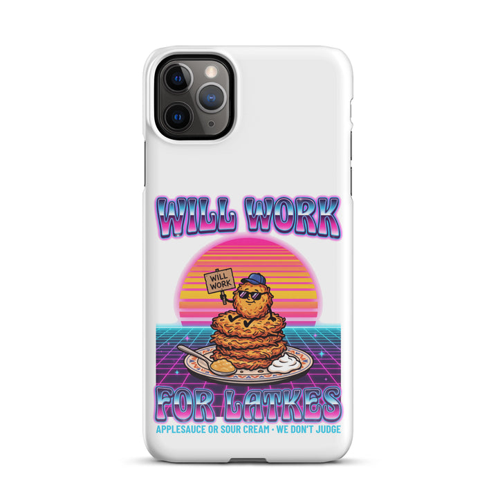 Will Work for Latkes 80s Jewish pride snap phone case for iPhone 11 Pro Max, glossy finish - front view