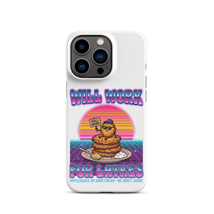 Will Work for Latkes 80s Jewish pride snap phone case for iPhone 13 Pro, glossy finish - front view