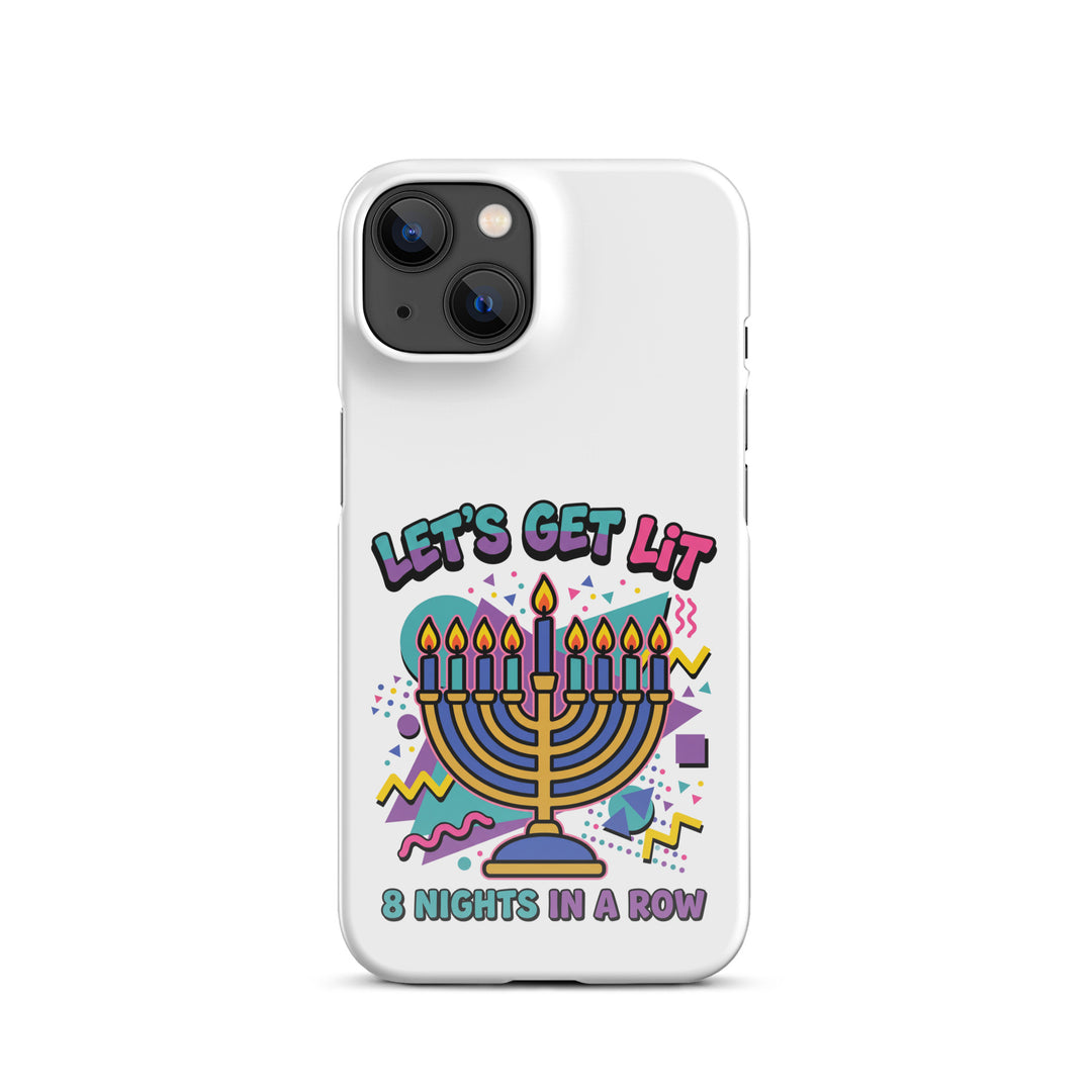 Lets Get Lit 90s Jewish pride snap phone case for iPhone 14, glossy finish - front view