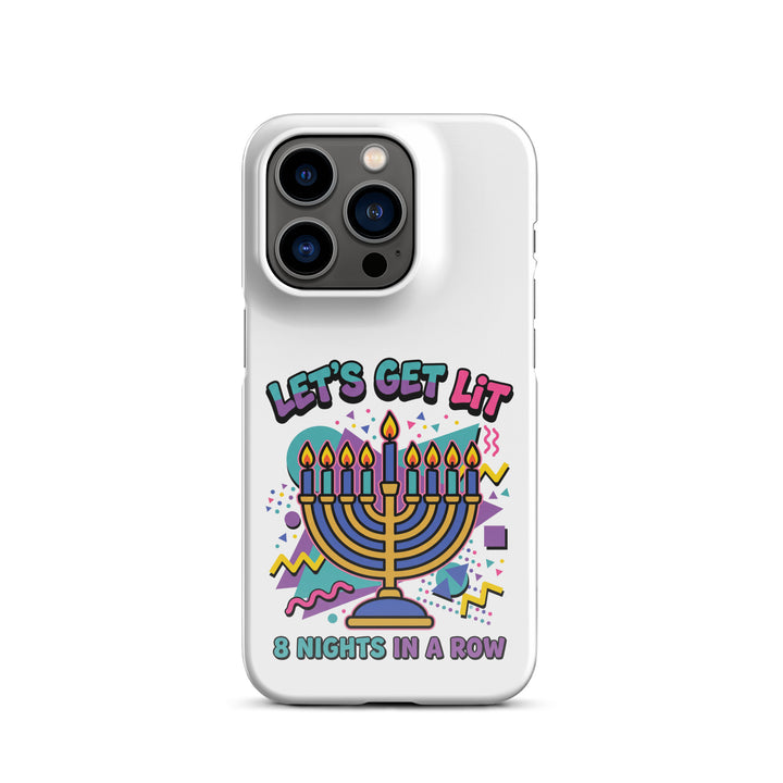 Lets Get Lit 90s Jewish pride snap phone case for iPhone 14 Pro, glossy finish - front view