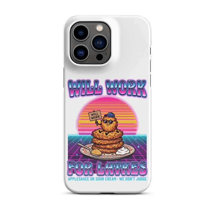 Will Work for Latkes 80s Jewish pride snap phone case for iPhone 14 Pro Max, glossy finish - front view