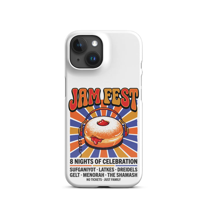 Jam Fest 8 Nights Jewish pride snap phone case for iPhone 15, glossy finish - front view