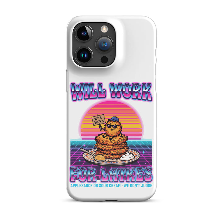 Will Work for Latkes 80s Jewish pride snap phone case for iPhone 15 Pro Max, glossy finish - front view
