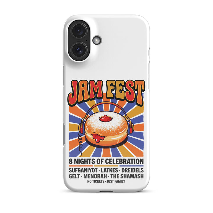 Jam Fest 8 Nights Jewish pride snap phone case for iPhone 16 Plus, glossy finish - front view