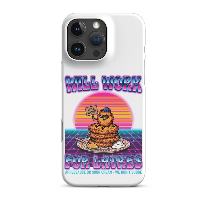 Will Work for Latkes 80s Jewish pride snap phone case for iPhone 16 Pro Max, glossy finish - front view