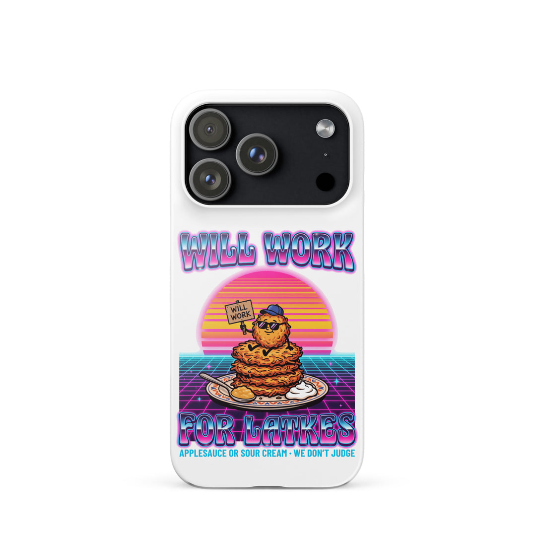 Will Work for Latkes 80s Jewish pride snap phone case for iPhone 17 Pro, glossy finish - front view