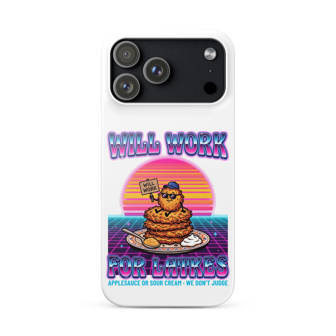 Will Work for Latkes 80s Jewish pride snap phone case for iPhone 17 Pro Max, glossy finish - front view