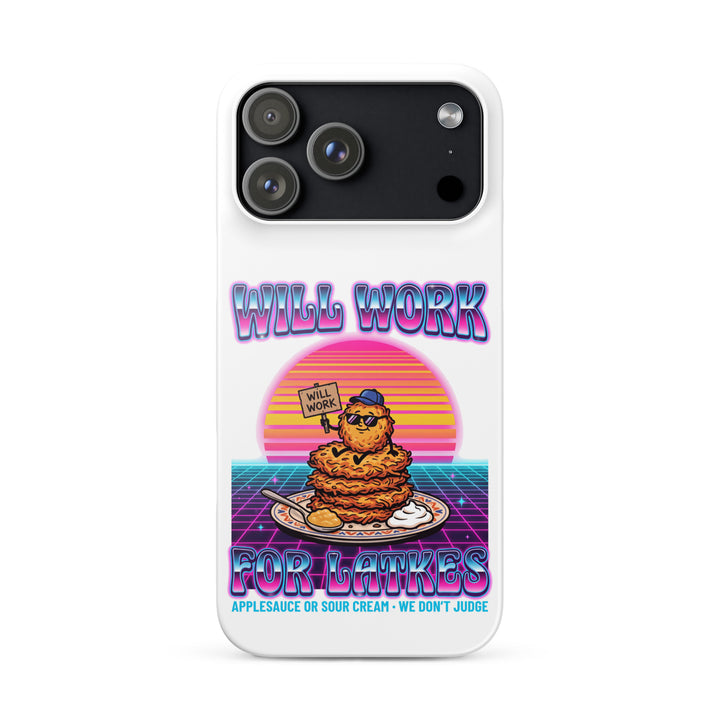 Will Work for Latkes 80s Jewish pride snap phone case for iPhone 17 Pro Max, glossy finish - front view