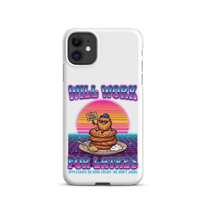 Will Work for Latkes 80s Jewish pride snap phone case for iPhone 11, matte finish - front view