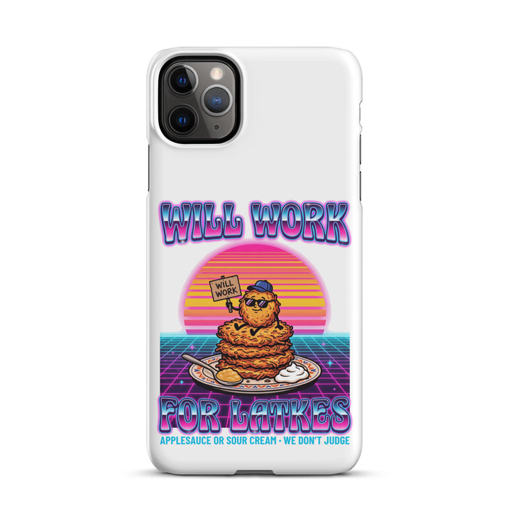 Will Work for Latkes 80s Jewish pride snap phone case for iPhone 11 Pro Max, matte finish - front view