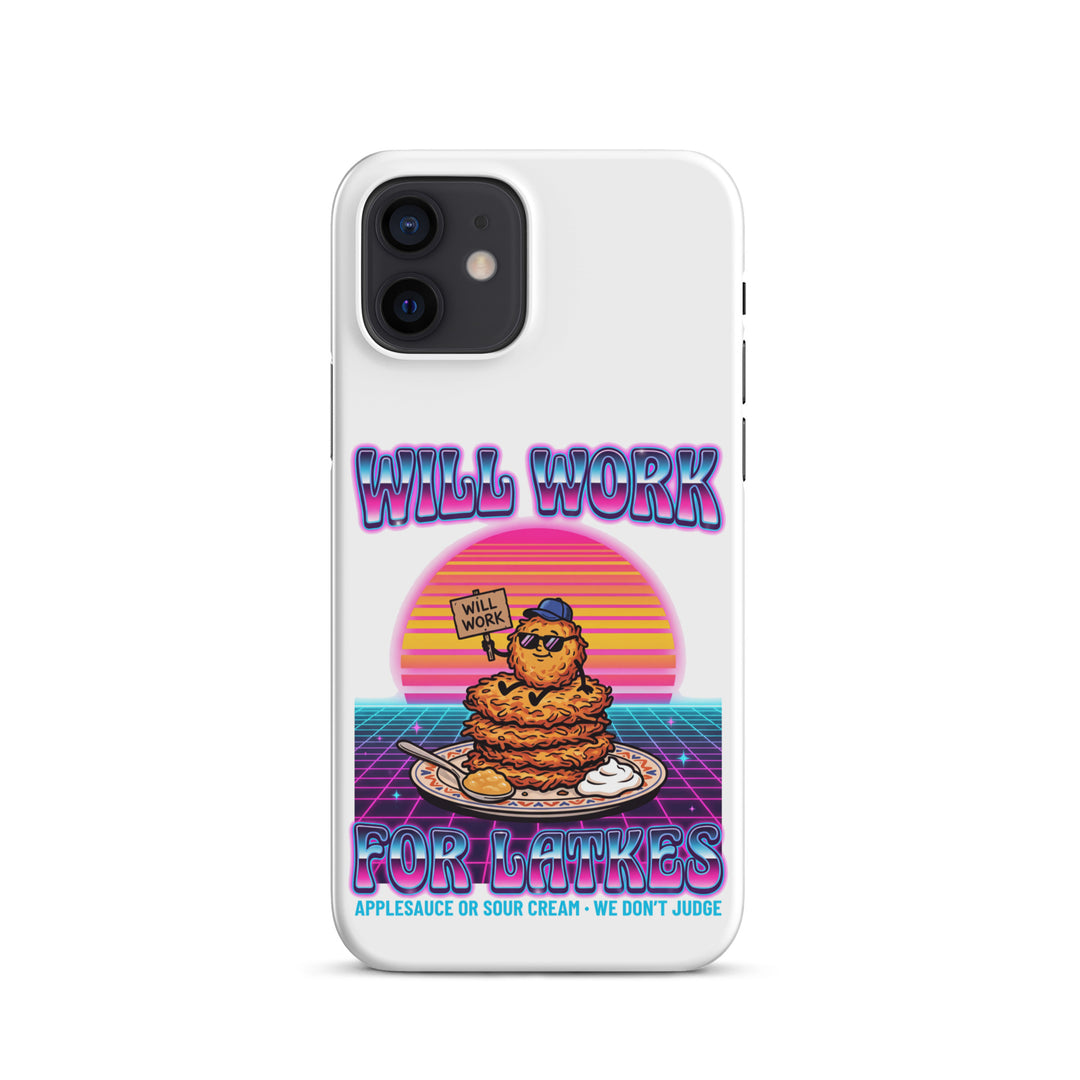 Will Work for Latkes 80s Jewish pride snap phone case for iPhone 12, matte finish - front view
