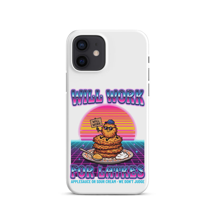 Will Work for Latkes 80s Jewish pride snap phone case for iPhone 12, matte finish - front view