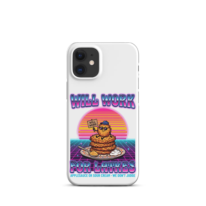 Will Work for Latkes 80s Jewish pride snap phone case for iPhone 12 Mini, matte finish - front view
