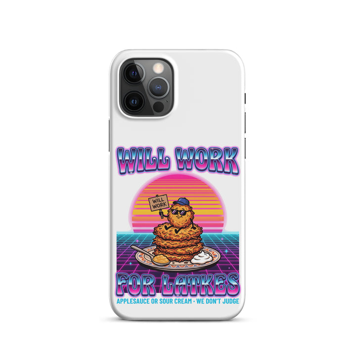 Will Work for Latkes 80s Jewish pride snap phone case for iPhone 12 Pro, matte finish - front view