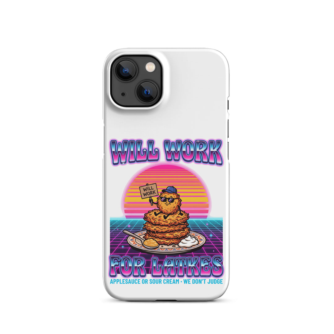 Will Work for Latkes 80s Jewish pride snap phone case for iPhone 13, matte finish - front view