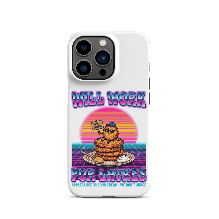 Will Work for Latkes 80s Jewish pride snap phone case for iPhone 13 Pro, matte finish - front view