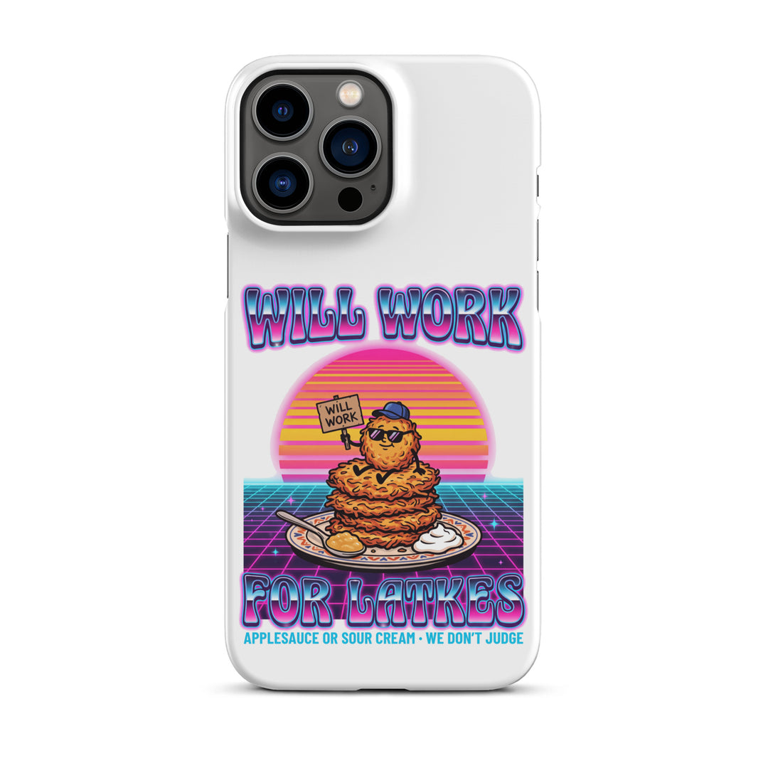 Will Work for Latkes 80s Jewish pride snap phone case for iPhone 13 Pro Max, matte finish - front view