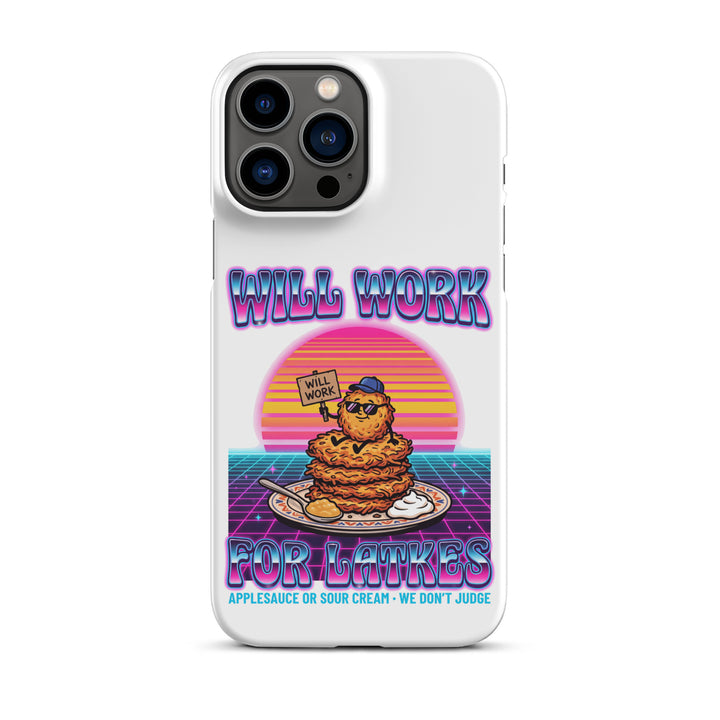 Will Work for Latkes 80s Jewish pride snap phone case for iPhone 13 Pro Max, matte finish - front view