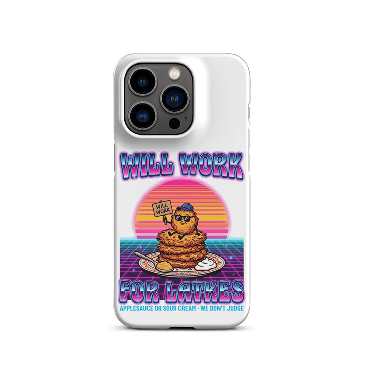Will Work for Latkes 80s Jewish pride snap phone case for iPhone 14 Pro, matte finish - front view