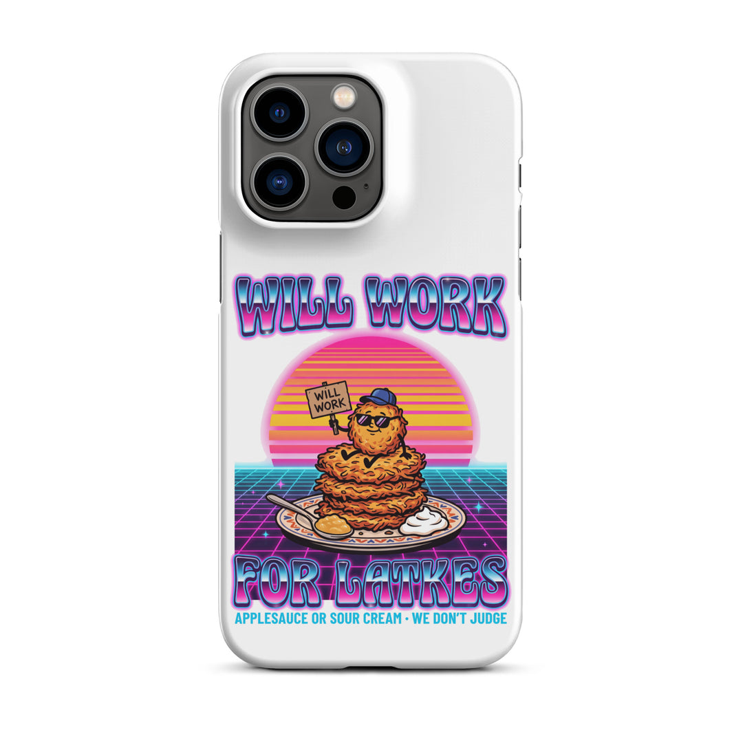 Will Work for Latkes 80s Jewish pride snap phone case for iPhone 14 Pro Max, matte finish - front view