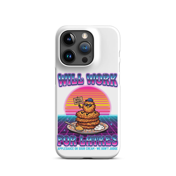 Will Work for Latkes 80s Jewish pride snap phone case for iPhone 15 Pro, matte finish - front view