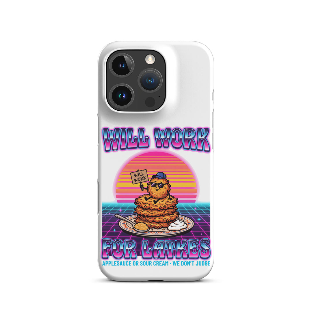 Will Work for Latkes 80s Jewish pride snap phone case for iPhone 16 Pro, matte finish - front view