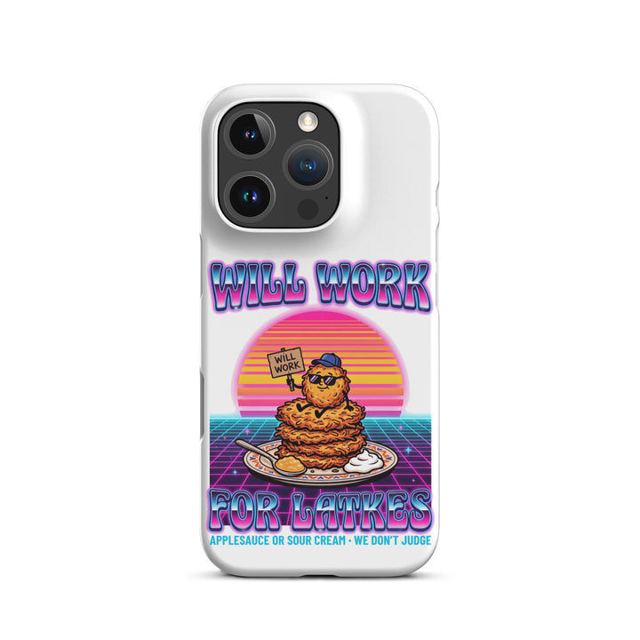Will Work for Latkes 80s Jewish pride snap phone case for iPhone 16 Pro, matte finish - front view