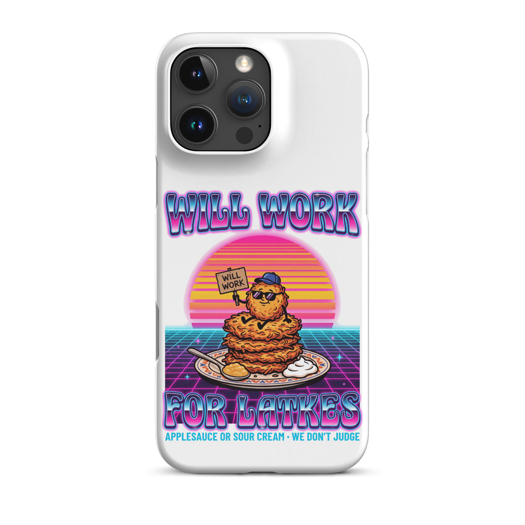Will Work for Latkes 80s Jewish pride snap phone case for iPhone 16 Pro Max, matte finish - front view