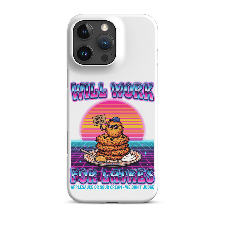 Will Work for Latkes 80s Jewish pride snap phone case for iPhone 16 Pro Max, matte finish - front view