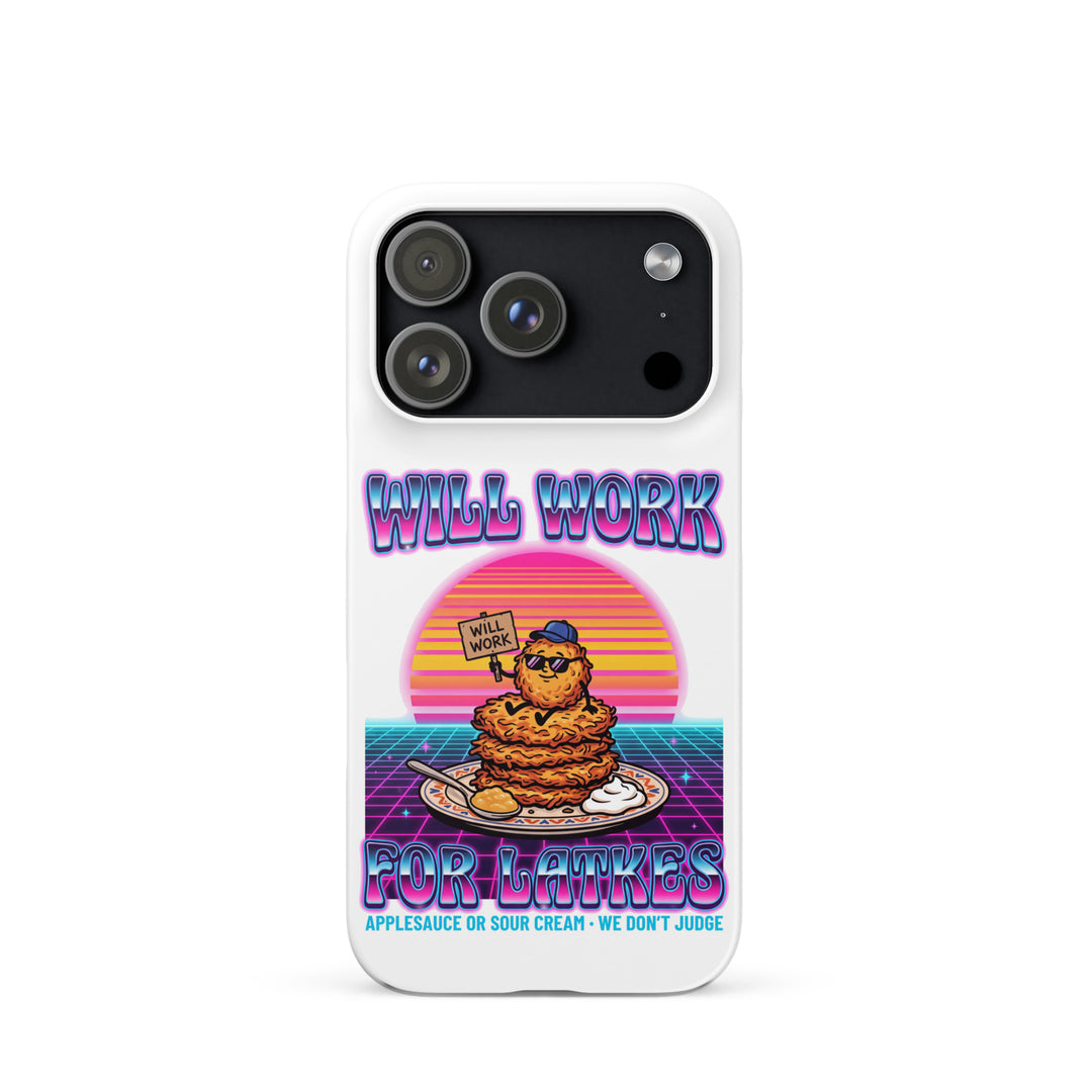 Will Work for Latkes 80s Jewish pride snap phone case for iPhone 17 Pro, matte finish - front view