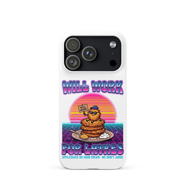 Will Work for Latkes 80s Jewish pride snap phone case for iPhone 17 Pro, matte finish - front view