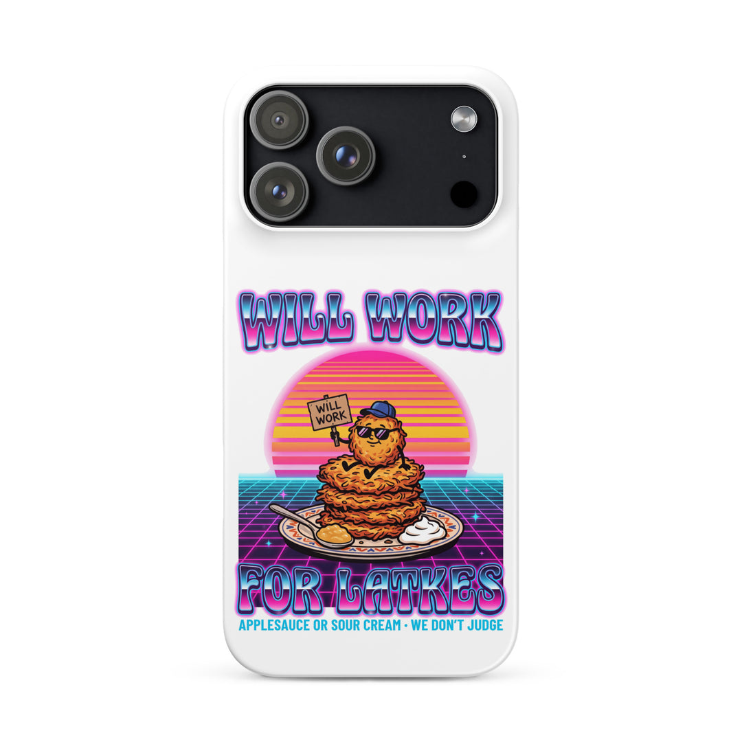 Will Work for Latkes 80s Jewish pride snap phone case for iPhone 17 Pro Max, matte finish - front view