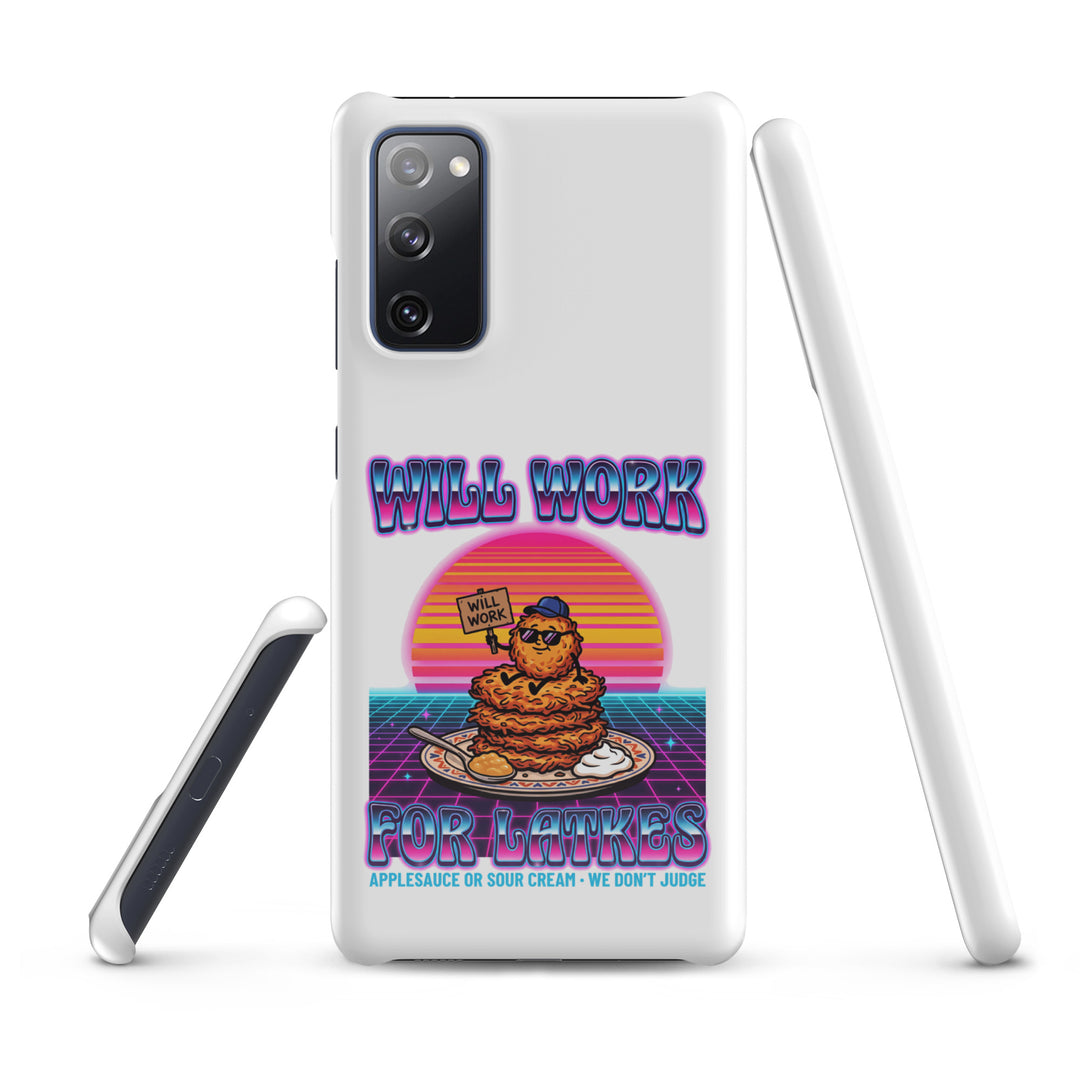 Will Work for Latkes 80s Jewish pride snap phone case for Samsung Galaxy S20 Fe, glossy finish - front view