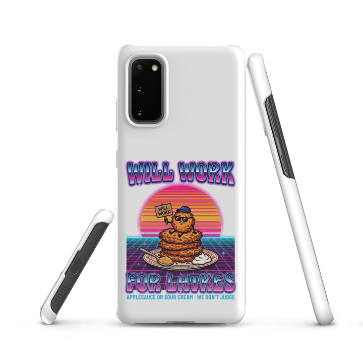 Will Work for Latkes 80s Jewish pride snap phone case for Samsung Galaxy S20, glossy finish - front view