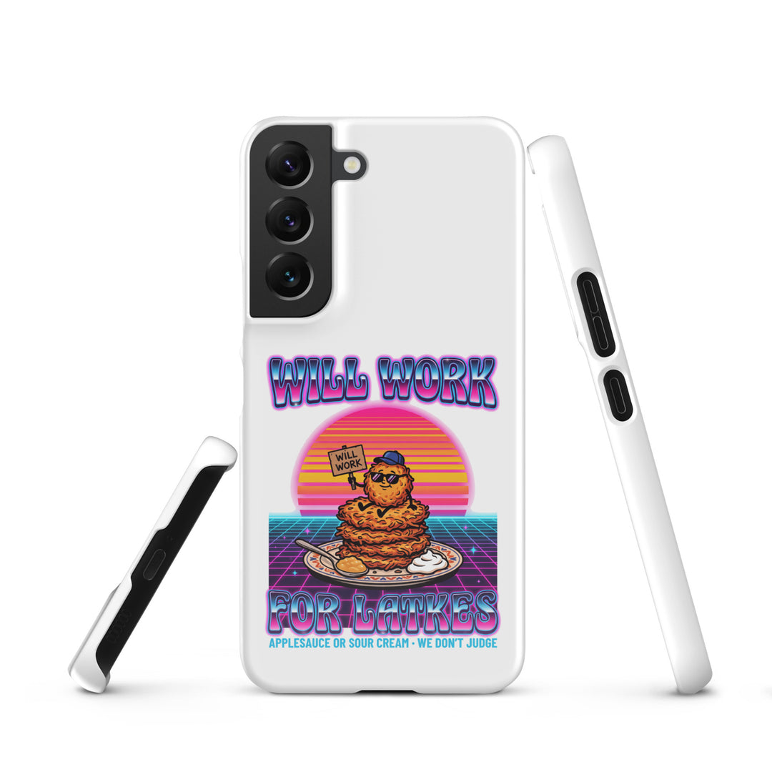 Will Work for Latkes 80s Jewish pride snap phone case for Samsung Galaxy S22, glossy finish - front view