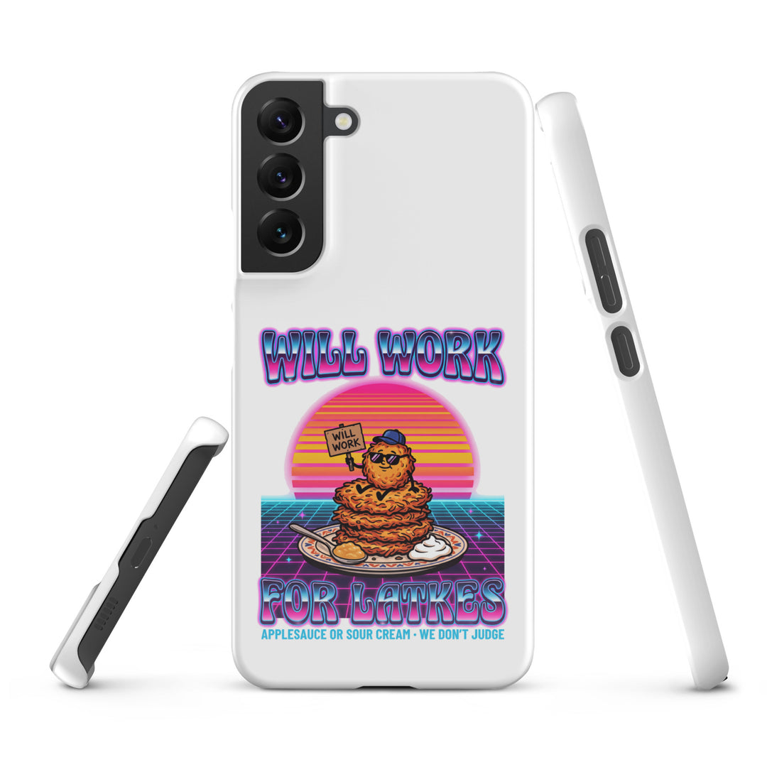 Will Work for Latkes 80s Jewish pride snap phone case for Samsung Galaxy S22 Plus, glossy finish - front view