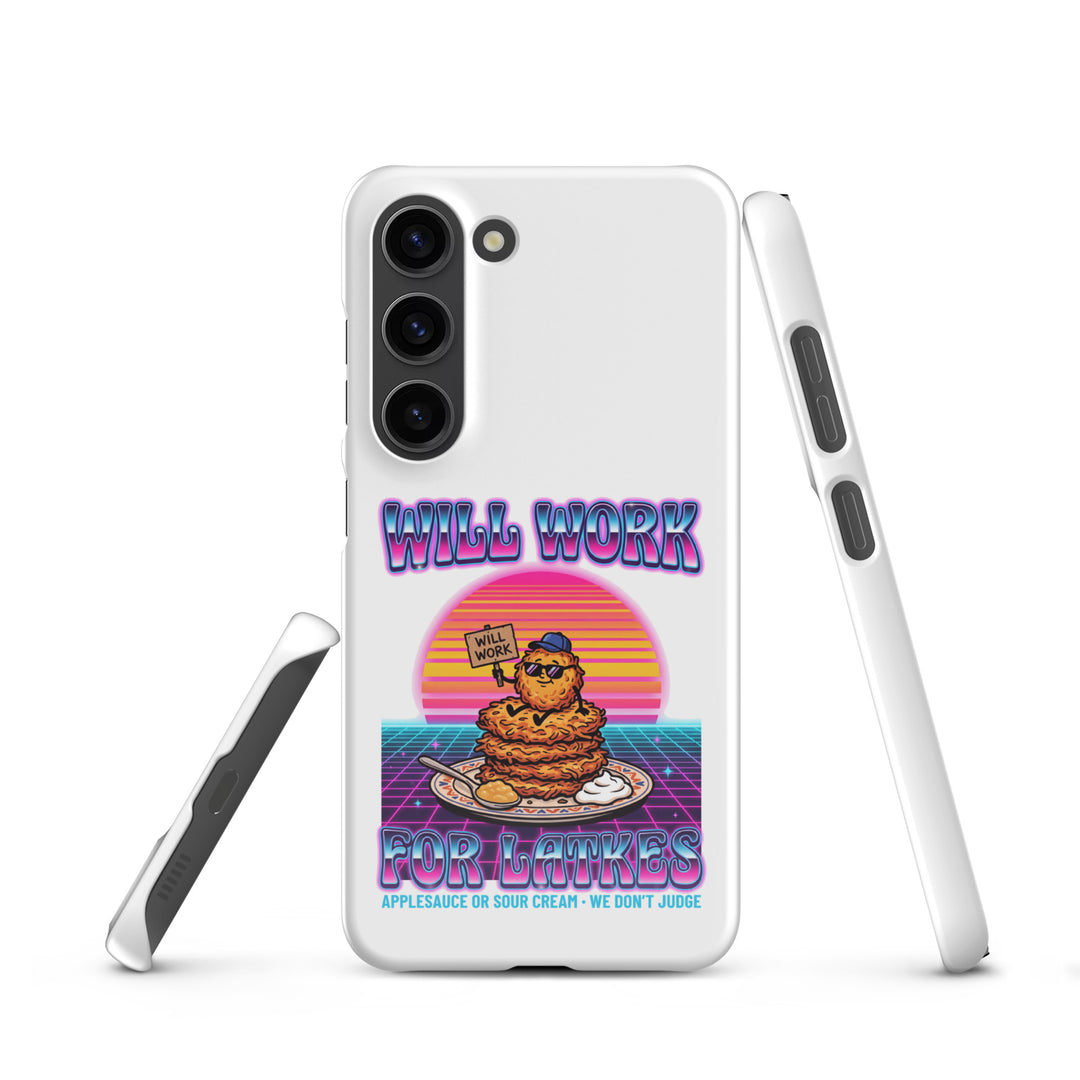 Will Work for Latkes 80s Jewish pride snap phone case for Samsung Galaxy S23, glossy finish - front view
