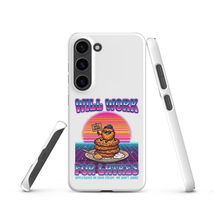 Will Work for Latkes 80s Jewish pride snap phone case for Samsung Galaxy S23, glossy finish - front view