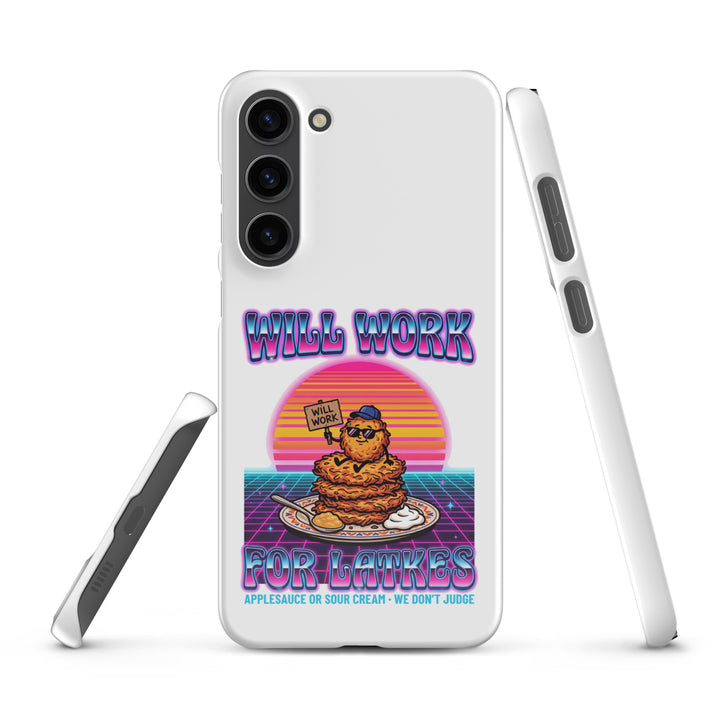 Will Work for Latkes 80s Jewish pride snap phone case for Samsung Galaxy S23 Plus, glossy finish - front view