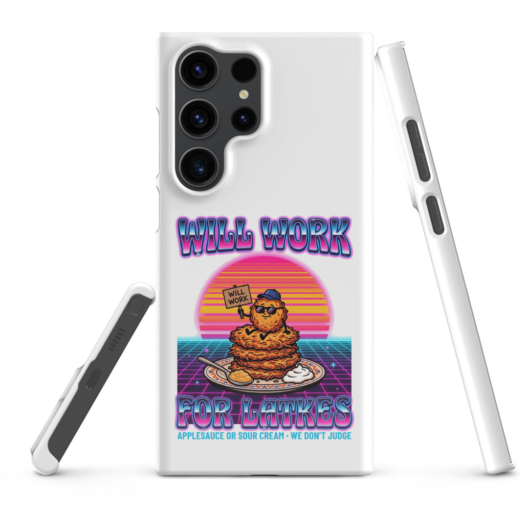Will Work for Latkes 80s Jewish pride snap phone case for Samsung Galaxy S23 Ultra, glossy finish - front view