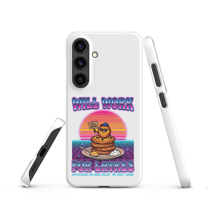 Will Work for Latkes 80s Jewish pride snap phone case for Samsung Galaxy S24, glossy finish - front view