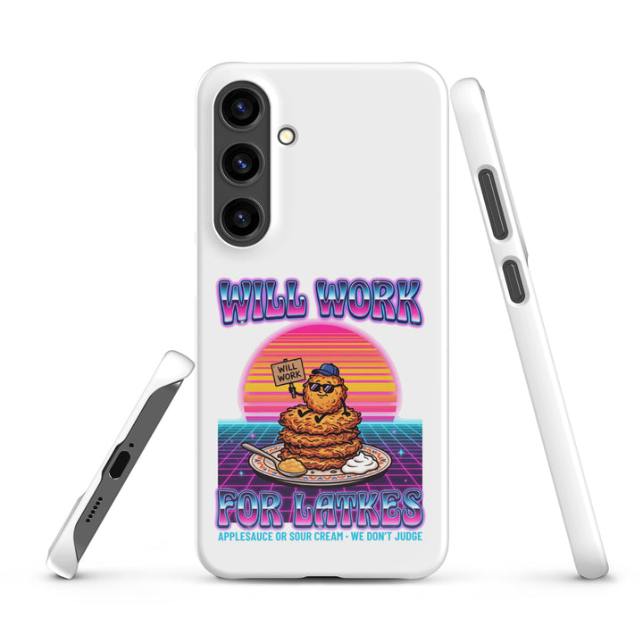 Will Work for Latkes 80s Jewish pride snap phone case for Samsung Galaxy S24 Plus, glossy finish - front view