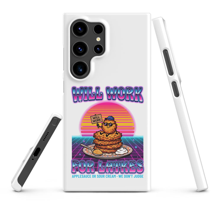 Will Work for Latkes 80s Jewish pride snap phone case for Samsung Galaxy S24 Ultra, glossy finish - front view