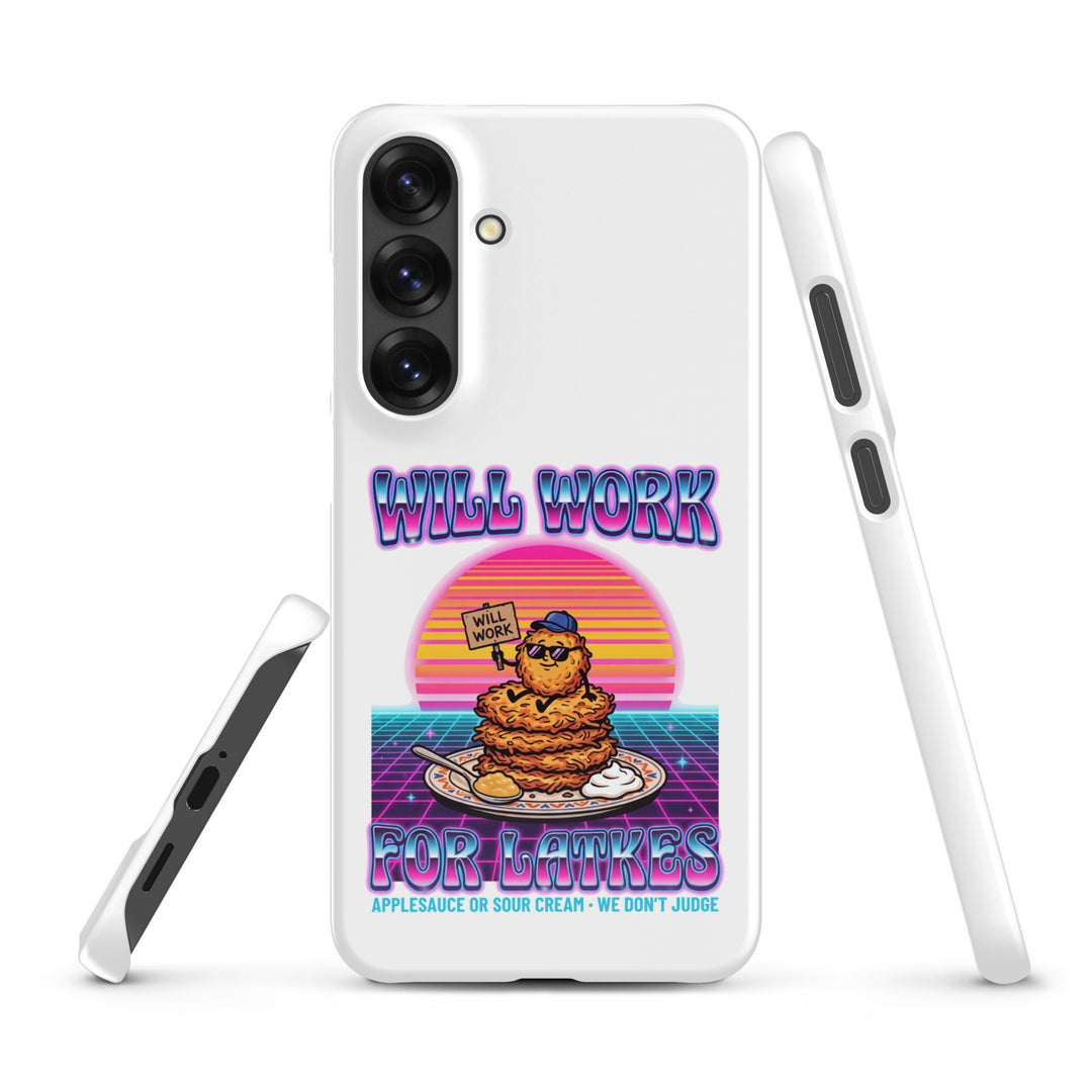Will Work for Latkes 80s Jewish pride snap phone case for Samsung Galaxy S25 Plus, glossy finish - front view
