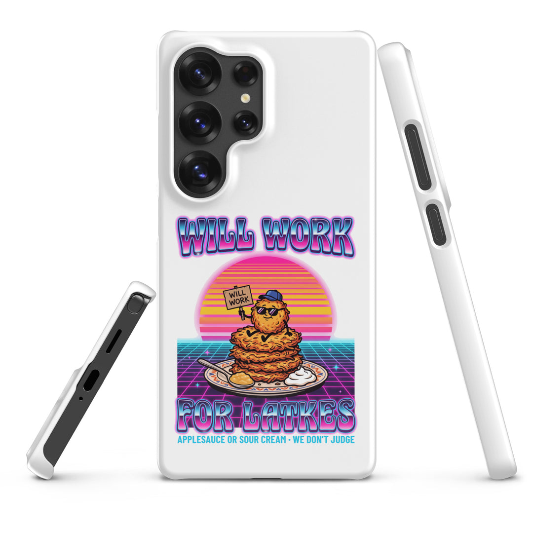 Will Work for Latkes 80s Jewish pride snap phone case for Samsung Galaxy S25 Ultra, glossy finish - front view