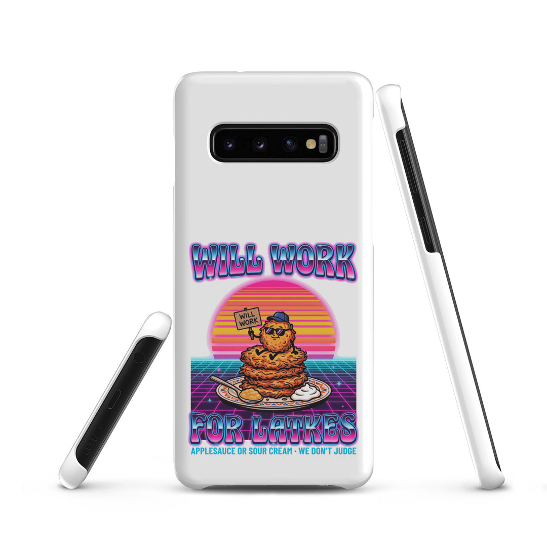 Will Work for Latkes 80s Jewish pride snap phone case for Samsung Galaxy S10, matte finish - front view