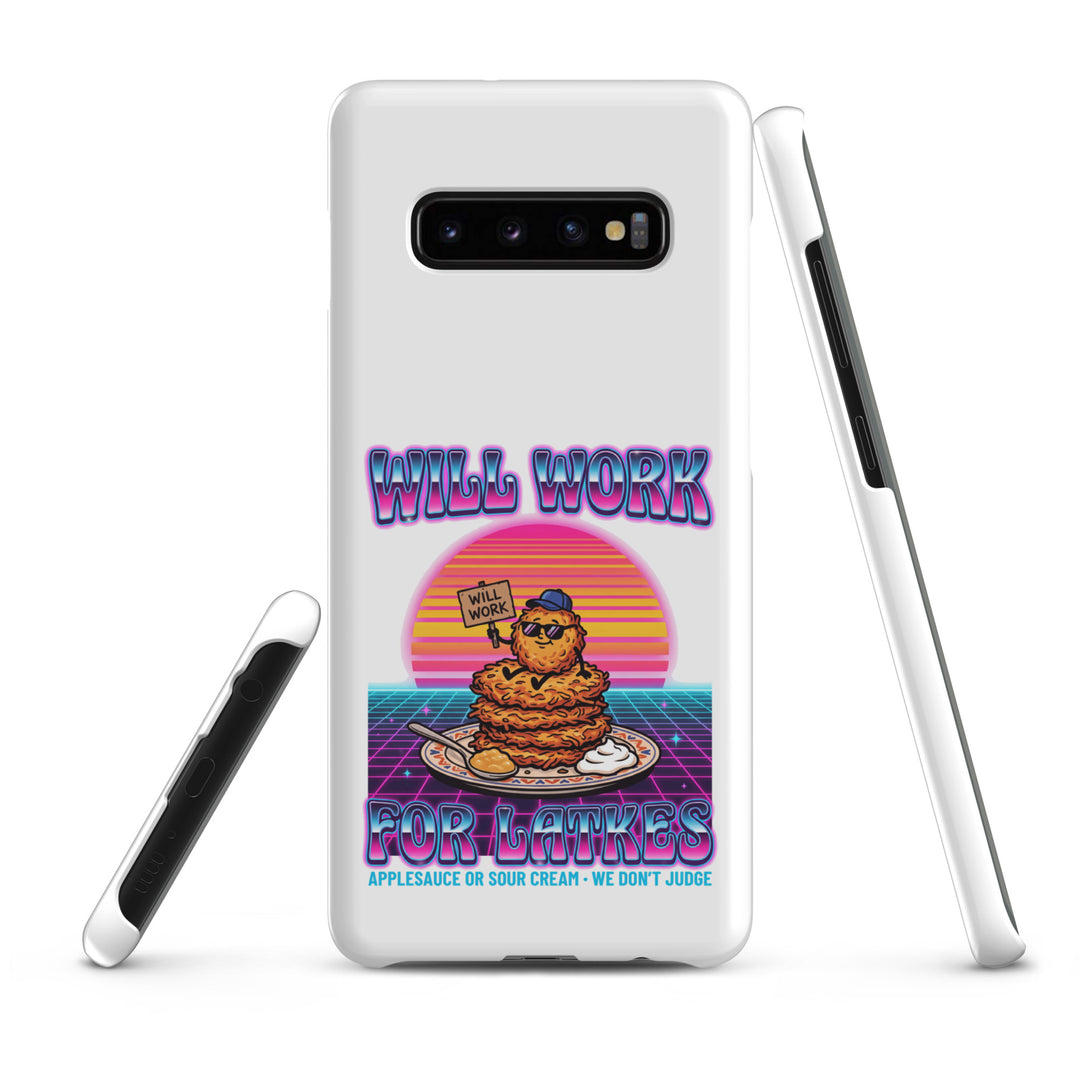 Will Work for Latkes 80s Jewish pride snap phone case for Samsung Galaxy S10 Plus, matte finish - front view