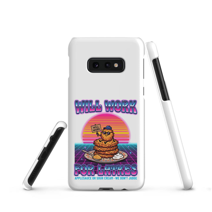 Will Work for Latkes 80s Jewish pride snap phone case for Samsung Galaxy S10E, matte finish - front view