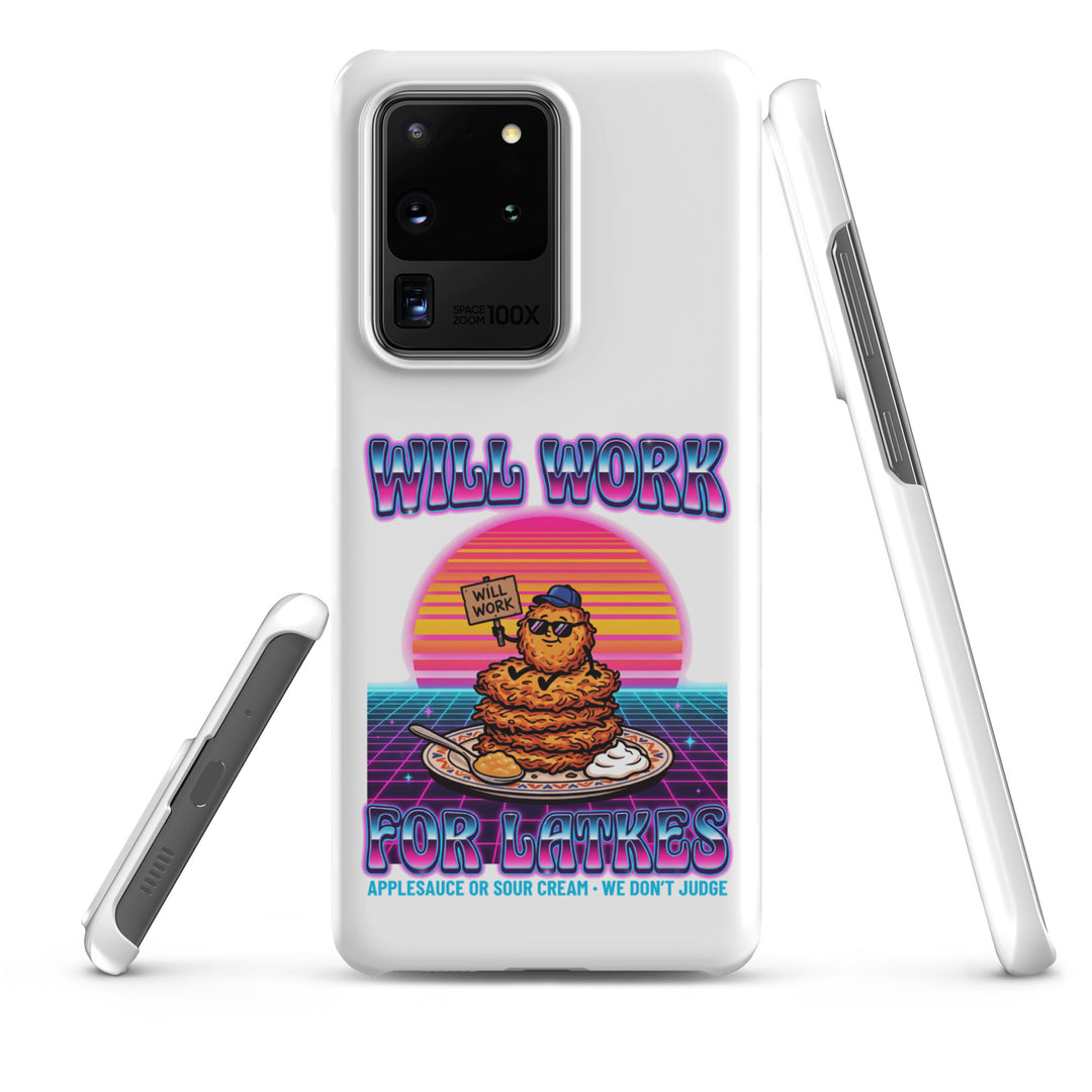 Will Work for Latkes 80s Jewish pride snap phone case for Samsung Galaxy S20 Ultra, matte finish - front view