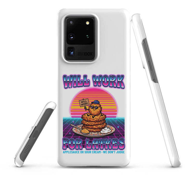 Will Work for Latkes 80s Jewish pride snap phone case for Samsung Galaxy S20 Ultra, matte finish - front view